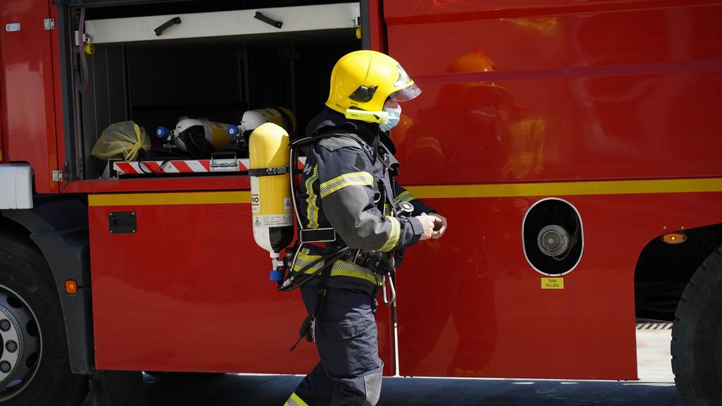 Ватрогасна вежба у згради старе хирургије Универзитетског клиничког центра Ниш.